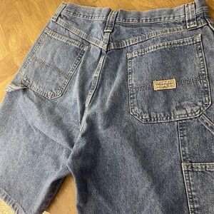 Wrangler Carpenter Shorts Mens 33 Blue Denim Hammer Loop 10" Inseam